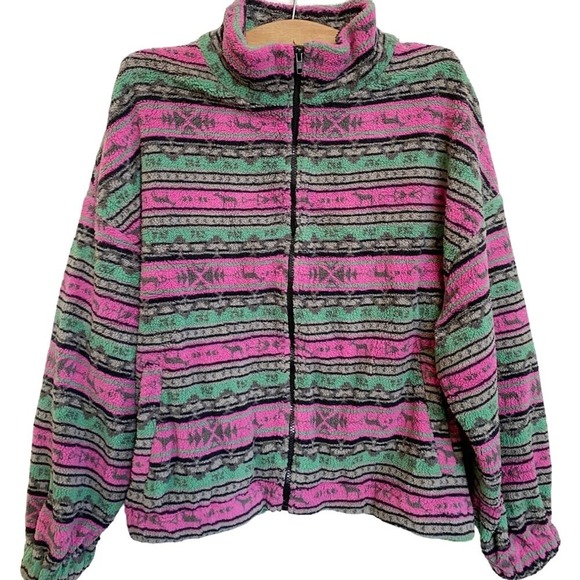 Cider Fleece Stand Collar Aztec Print Multicolor Jacket NWT - XL - Picture 8 of 14